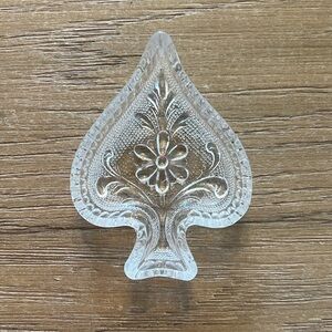 Vintage Tiara Indiana Glass Clear Spade Shaped Dish ~ Mid Century Modern 60s-70s